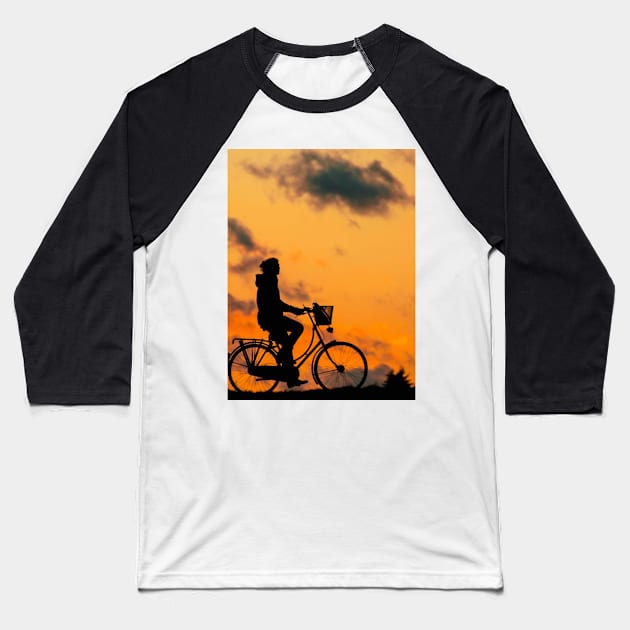 biking in the sunset Baseball T-Shirt by A&A